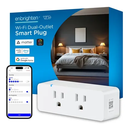 Enbrighten Vibe Indoor Dual-Outlet Wi-Fi Matter Smart Plug