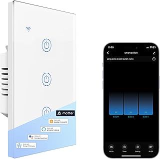 MOES Tuya Matter Wi-Fi Smart Light Switch Glass Panel