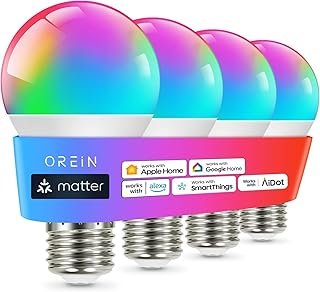 OREiN Matter Smart Light Bulb A19 4-Pack